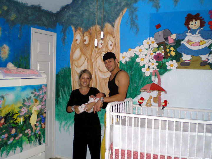 aria s room, bedroom ideas, home decor, painting, The mural begins on the crib wall and turns into the back wall
