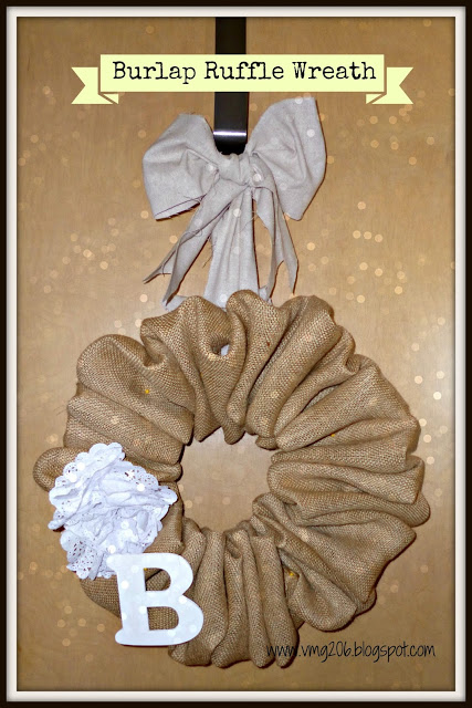 burlap ruffle wreath, crafts, wreaths, Finished And under 10 00