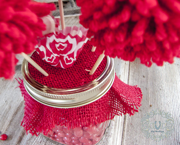 red hots pom poms and cupcake holders valentines day gifts, crafts, mason jars, seasonal holiday decor, valentines day ideas, fill in the spaces with cup cake holders or liners