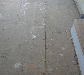 i painted my awful underlayment to look like hardwood floors i 3 it, Here is the before the ugly underlayment full of staples and paint I removed the staples used wood filler to fill gaps and then painted them