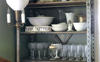 An industrial shelf in the dining room