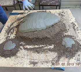 making garden art birdbaths, I added another layer of cement about an inch thick over the wire supports