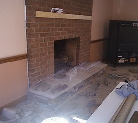 as the fireplace surround is re faced, concrete masonry, fireplaces mantels, home decor, home improvement, Getting started