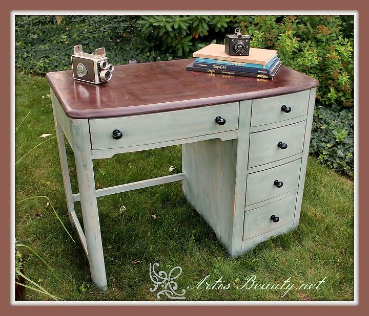 simple and sweet desk makover, painted furniture