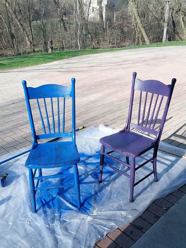 spring 2013, crafts, painting, repurposing upcycling, Old chairs repurposed