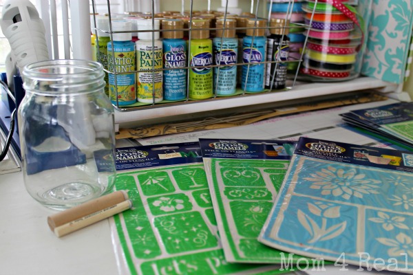 stenciled mason jar votives, crafts, mason jars, outdoor living, Supplies Mason Jars paints stencils daubers