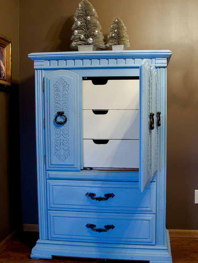 blue chalkpainted nursery armoire, bedroom ideas, chalk paint, painted furniture