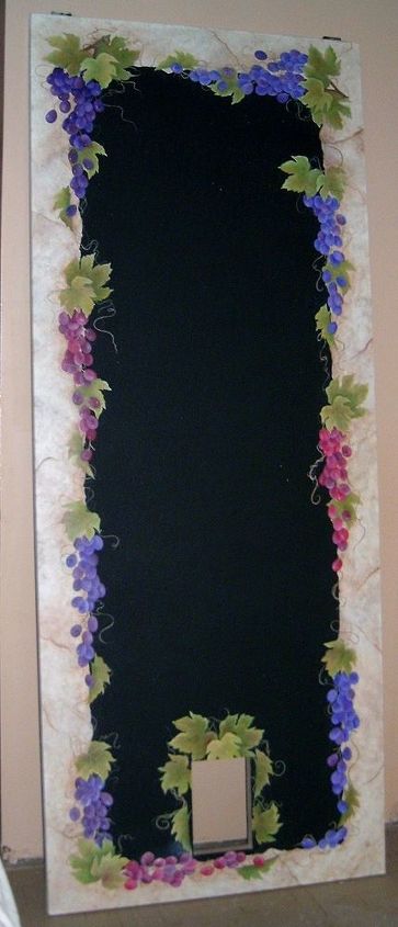 chalk boards by granart, chalkboard paint, crafts, kitchen cabinets, painting, repurposing upcycling, Grape Chalk Board Door by GranArt This was done for a client s kitchen door 1 of 2 pics