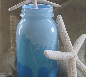 five ways to decorate mason jars, crafts, decoupage, mason jars, A painting technique that is super simple and even slightly beachy in this version