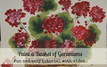 Paint a Basket of Red Geraniums (Pelargoniums)