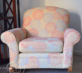 upholstered chair makeover, painted furniture, Stenciled chair