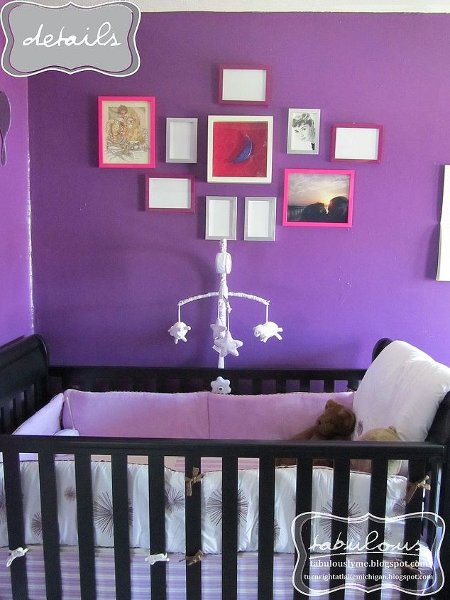 a vivid garden tea party toddler bedroom before during amp after, bedroom ideas, flooring, hardwood floors, home decor, My first but certainly not last attempt at a gallery wall waiting for the right pieces to go into the frames