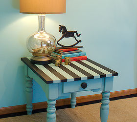 aqua striped chalkpainted table, painted furniture