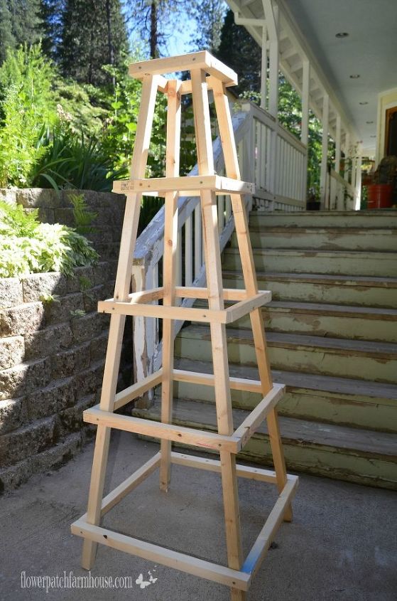 diy easy garden obelisk, Paint or use protective tung oil Place in garden Enjoy