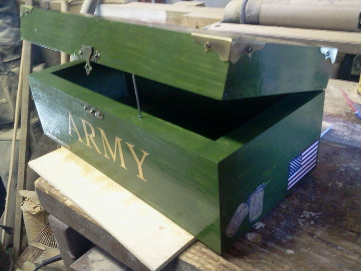 two boxes one army and the other navy, crafts, woodworking projects
