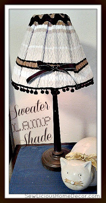 lamp shade makeover with a sweater, crafts, home decor, Lamp Shade Makeover