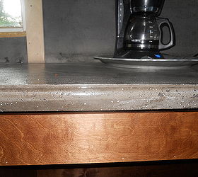 diy cement counter tops don t even think about it here is our, concrete masonry, concrete countertops, countertops, Lovely edge I will never ever do it again I do however like the counters Now I can have the cabinet doors installed drawer fronts attached But that is another post another day