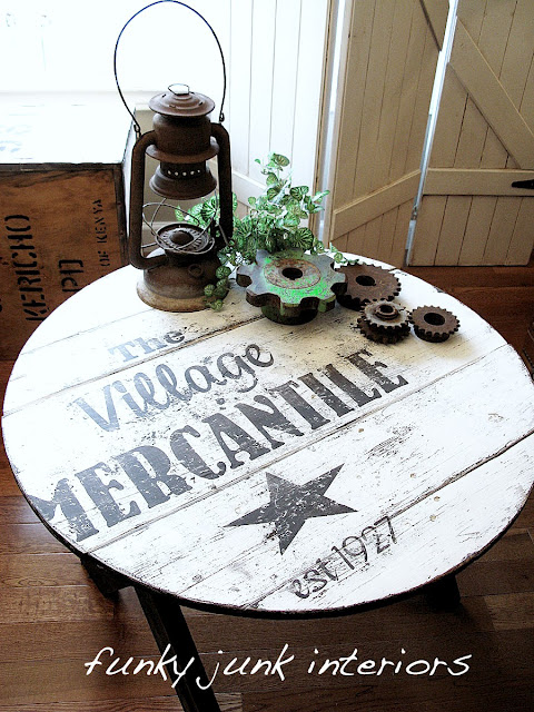 a old sign styled tabletop with a story, outdoor furniture, painted furniture, A cute little outdoor table found at the thrift was the perfect candidate for this makeover