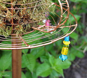 wire teacup garden stake, crafts, gardening, outdoor living, repurposing upcycling, I strung and attached the beads to the teacup with copper beading wire
