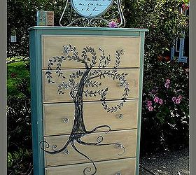 laminate furniture can be beautiful too hand painted willow dresser, painted furniture, the finished Painted Laminate Dresser Hand Painted weeping willow tree dresser