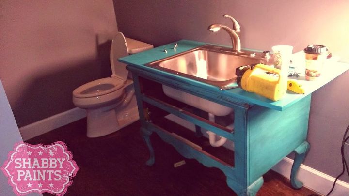 repurpose a piece of furniture into a sink, painted furniture, repurposing upcycling
