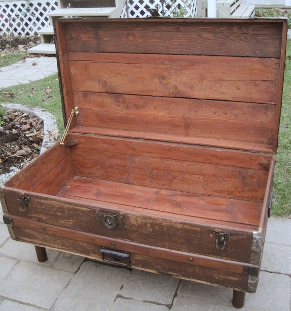antique steamer trunk into coffee table should the interior be lined