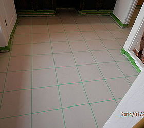 budgetupgrade, bathroom ideas, flooring, home decor, stairs, tile flooring, tiling, Painting the concrete pad