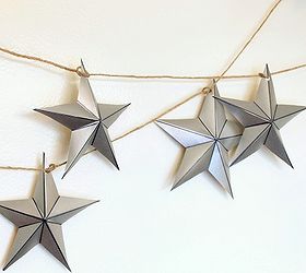 paper star garland, crafts, seasonal holiday decor, shabby chic, Creative use of wrapping paper shiny stars to drape your windows for the holidays See more here