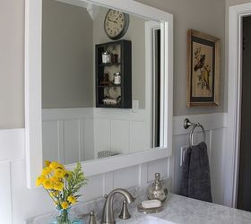cottage style bathroom makeover, bathroom ideas, home decor, home improvement, painting, woodworking projects, I did the trim work all myself I m thrilled with the result of the board and batten crown molding etc