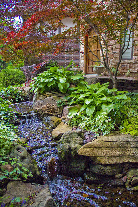 wandering waterfall in the burbs, landscape, outdoor living, ponds water features