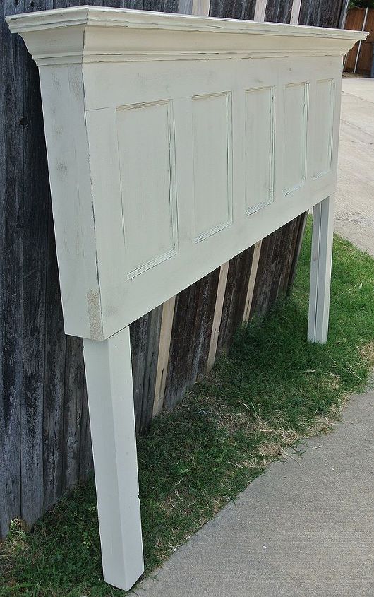 5 panel old door headboard popcorn white and chelsea gray distressed, painted furniture, repurposing upcycling