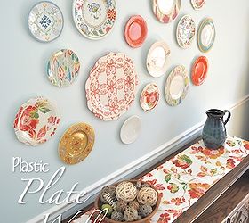 plastic plate wall, home decor, wall decor, Plastic Plates add a pop a color for low cost