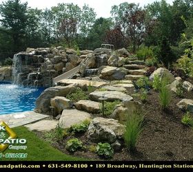 pools pools pools, decks, lighting, outdoor living, patio, pool designs, spas, Pool with massive waterfall and slide