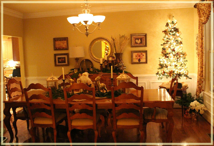 holiday house tour 2013, christmas decorations, seasonal holiday decor, My dining room tree is rustic vintage