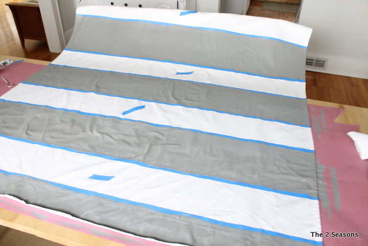 how to paint stripes on curtains, crafts, decoupage, home decor, painting, The hardest part of the project was making sure the lines were evenly spaced I learned a great tip that helped a lot