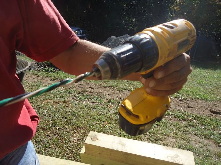 installing a post lamp, landscape, lighting, Since I would be using PVC I selected solid THHN which stands for Thermoplastic High Heat resistant Nylon coated We twisted the THHN wires using a drill driver into one piece for manageability