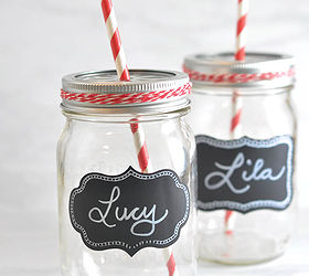 mason jar drinking glasses, chalkboard paint, crafts, mason jars, repurposing upcycling, These chalkboard labels wipe off easily with a damp cloth Perfect for using them for multiple get togethers