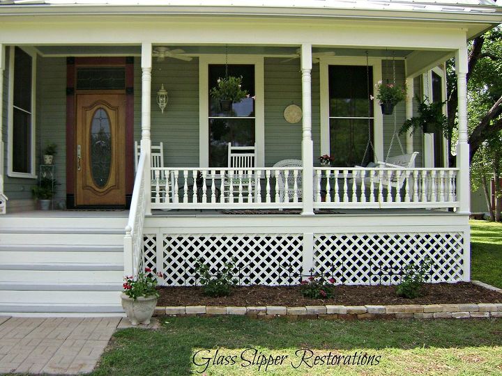 front porch transformation, curb appeal, painting, porches, And together we got r done In all her glory she s a beauty