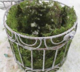 sweet spring birdcage arrangement, chalkboard paint, crafts, I lined the bottom with a little burlap and lined the sides with moss