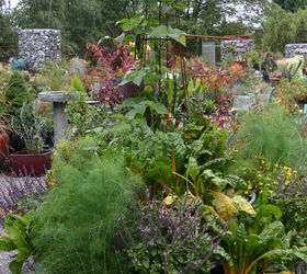a different spin on the vegetable garden, container gardening, gardening, beans fennel swiss chard and more