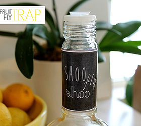shaker bottle fruit fly trap, pest control, repurposing upcycling, A cute label completes the trap