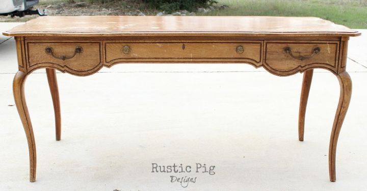 antique french desk makeover, painted furniture, rustic furniture, The before shot