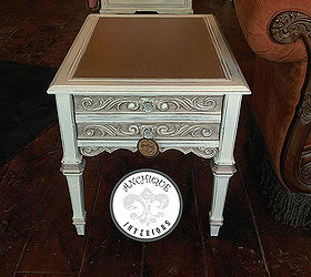 chalk paint decorative paint by annie sloan, chalk paint, painted furniture, Chalk Paint end table with nickel metallic highlights