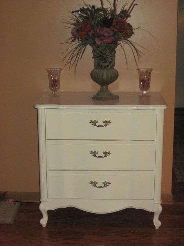 my pots, crafts, painting, Hubby redid this dresser for me for the living room