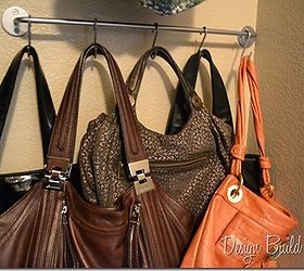 5 purse storage solution, cleaning tips, closet, shelving ideas, storage ideas, Use Ikea hooks and bar to store purses on walls