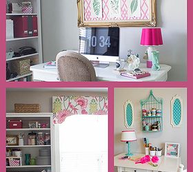 pink green girly organized ultimate home office craft room maekover, craft rooms, home decor, home office, organizing