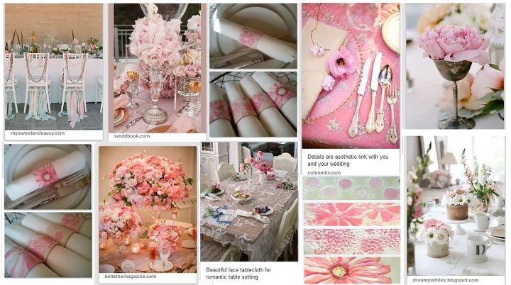 blush pink table settings, crafts