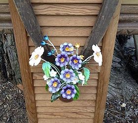 myra s shutter garden angel, crafts, outdoor living, repurposing upcycling, Bouquet detail