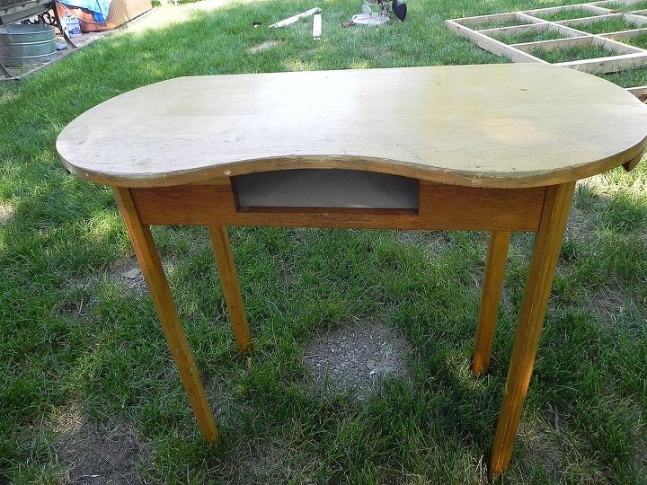 refinished junk desk, chalk paint, painted furniture, a curbside rescue missing the drawer was easily fixed by adding a bottom and creating a storage pocket