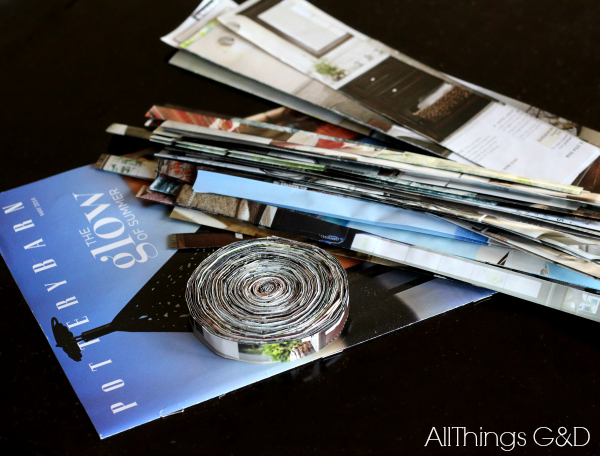 magazine coasters made from a pottery barn catalog, crafts, repurposing upcycling